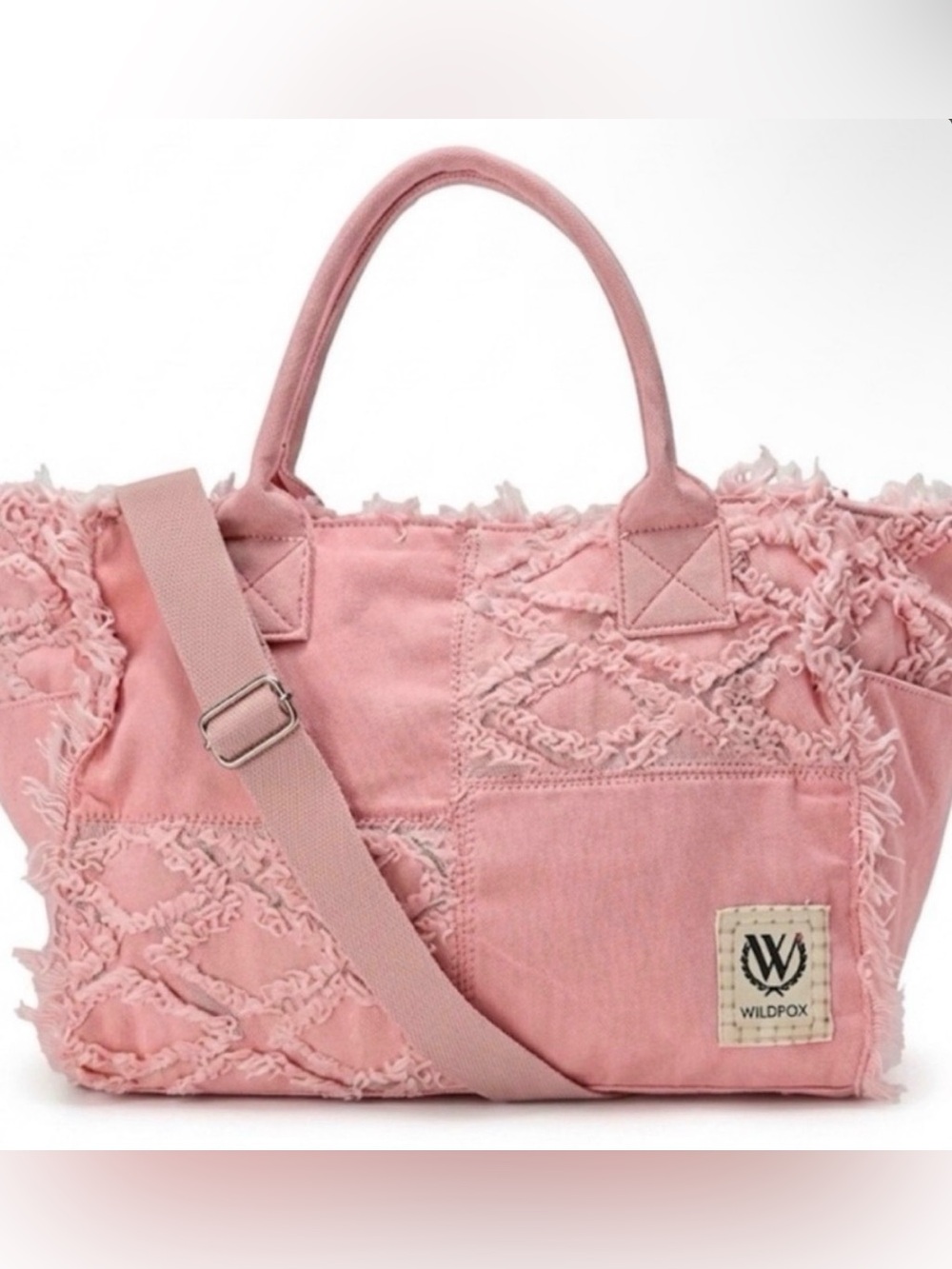 Wildfox Pink Frayed Tote Bag With Crossbody Strap